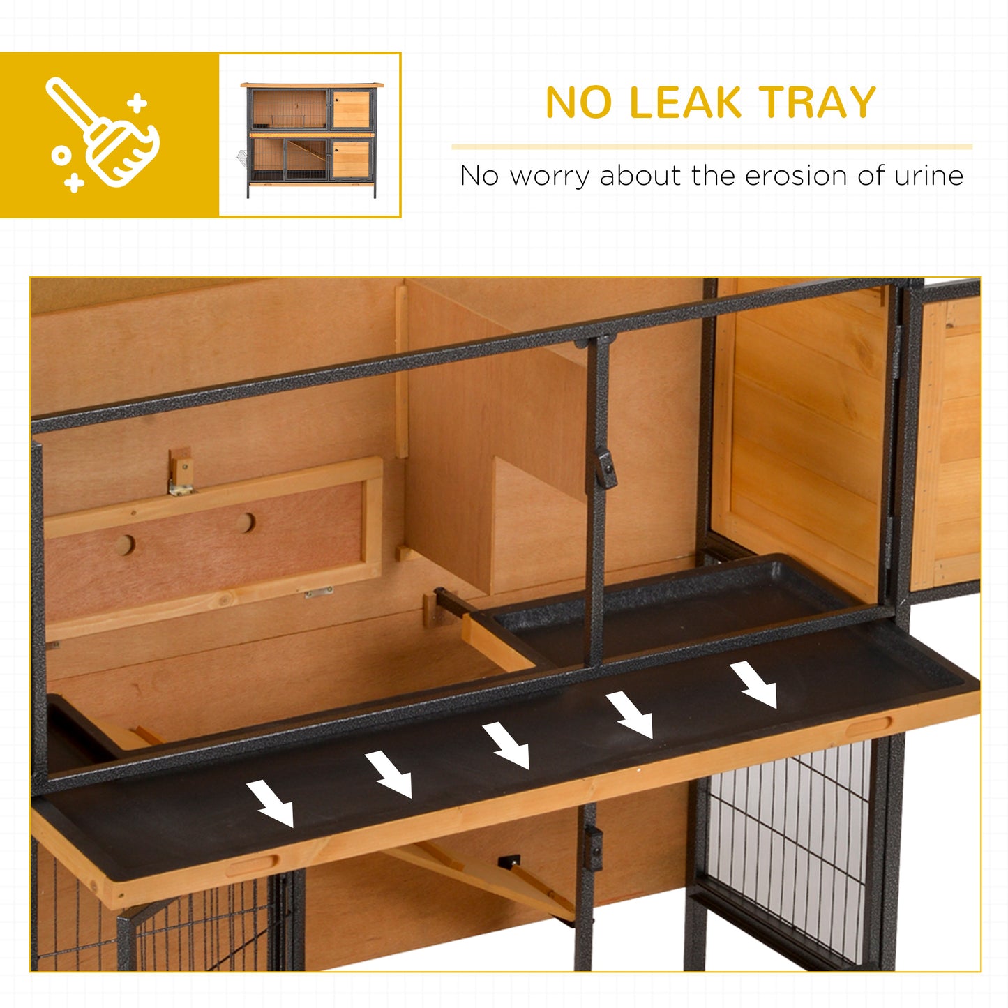 AI62 Decor Rabbit Hutch with Metal Frame & Openable Roof