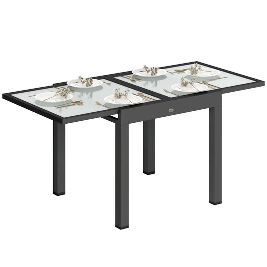 AI62 Decor Extending Outdoor Garden Table with Aluminium Frame & Glass Top