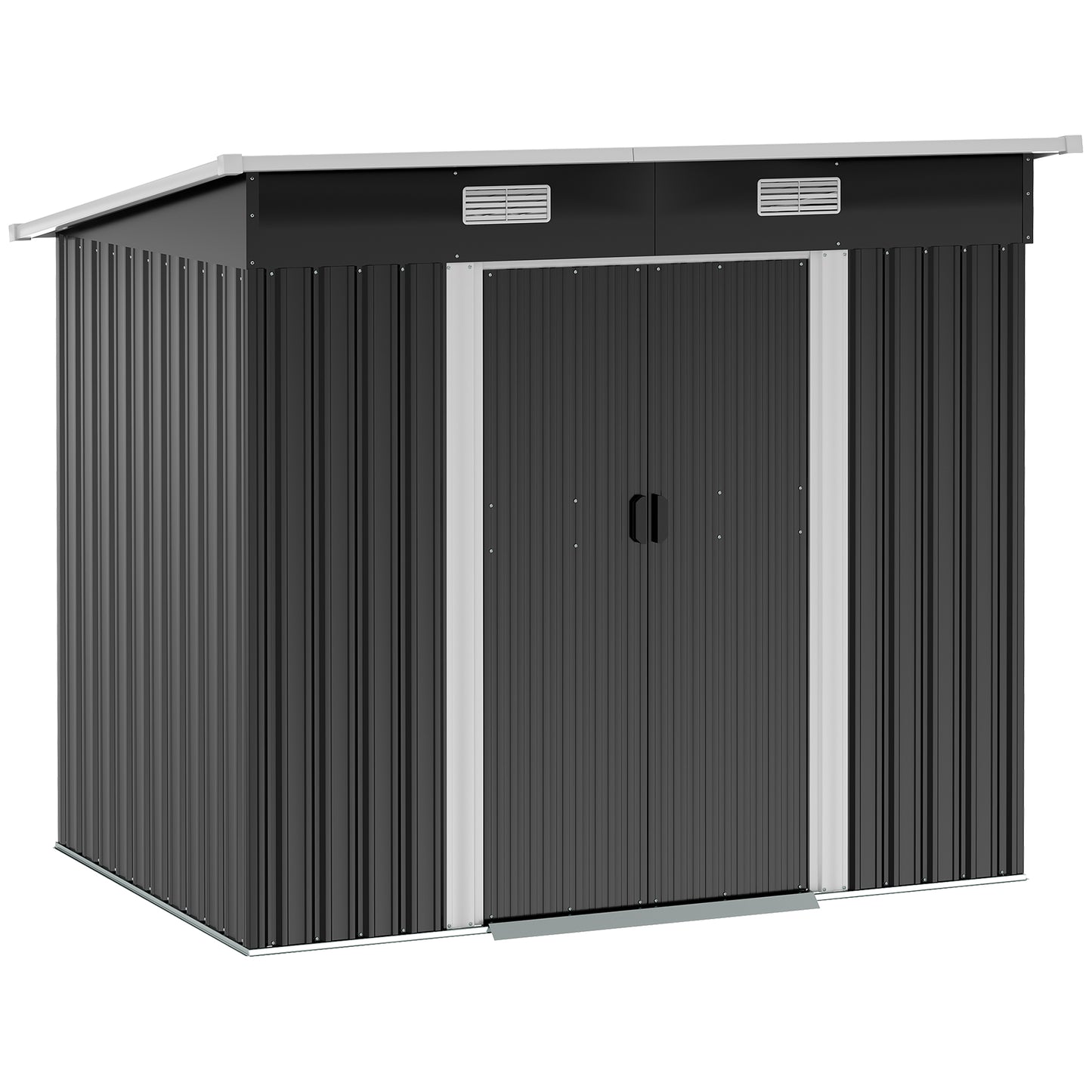 AI62 Decor 7x4ft Metal Outdoor Storage Shed with Foundation – Black