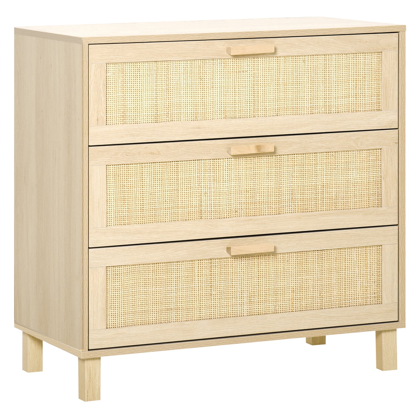 AI62 Decor Rattan 3-Drawer Chest, Boho Storage Dresser, Natural