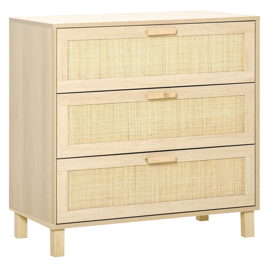 AI62 Decor Rattan 3-Drawer Chest, Boho Storage Dresser, Natural