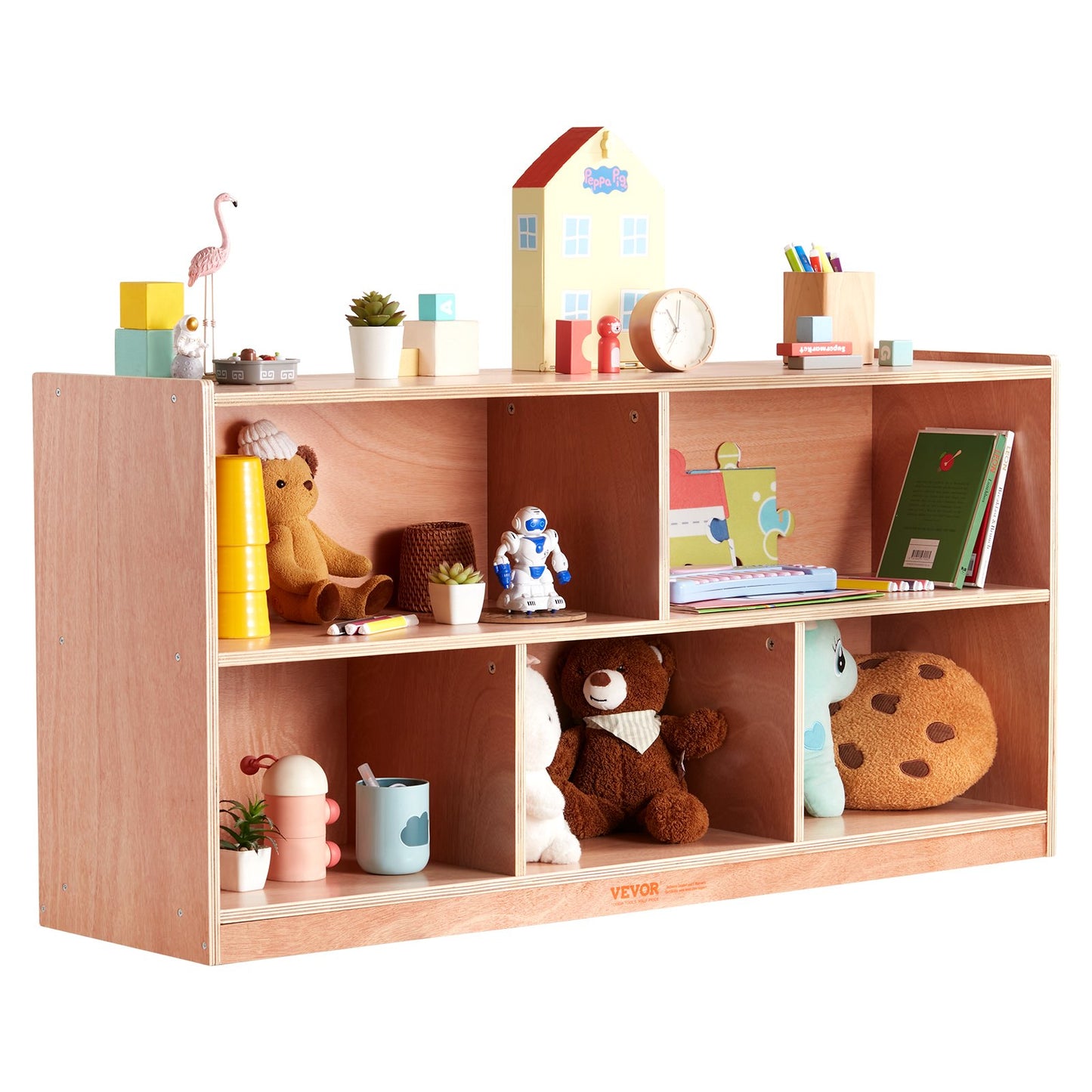 AI62 Decor 5-Compartment Cubby Storage Cabinet – Natural