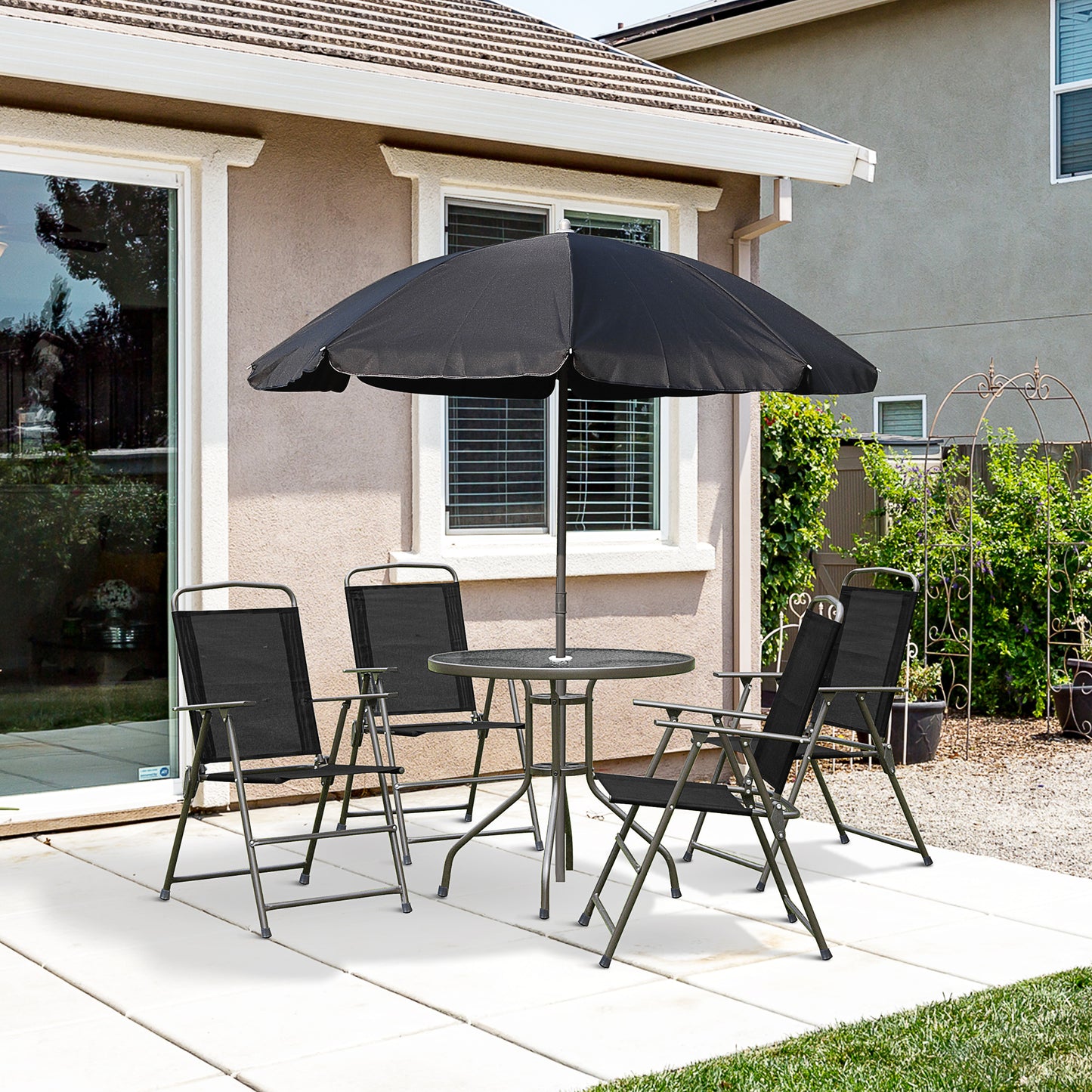 AI62 Decor 6-Piece Garden Dining Set with Parasol