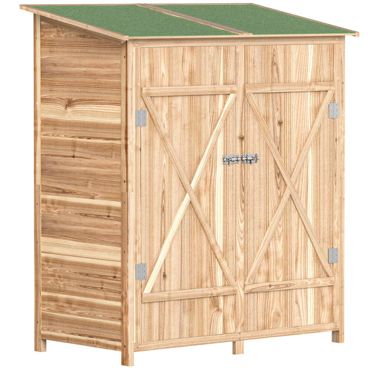 AI62 Decor 140 X 75 Fir Wood Garden Shed, With Asphalt Roof - Natural