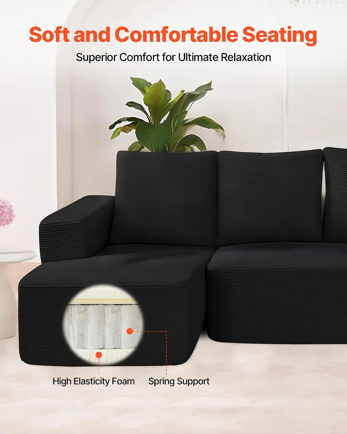 AI62 Decor L-Shaped Modular Sectional Sofa – Black