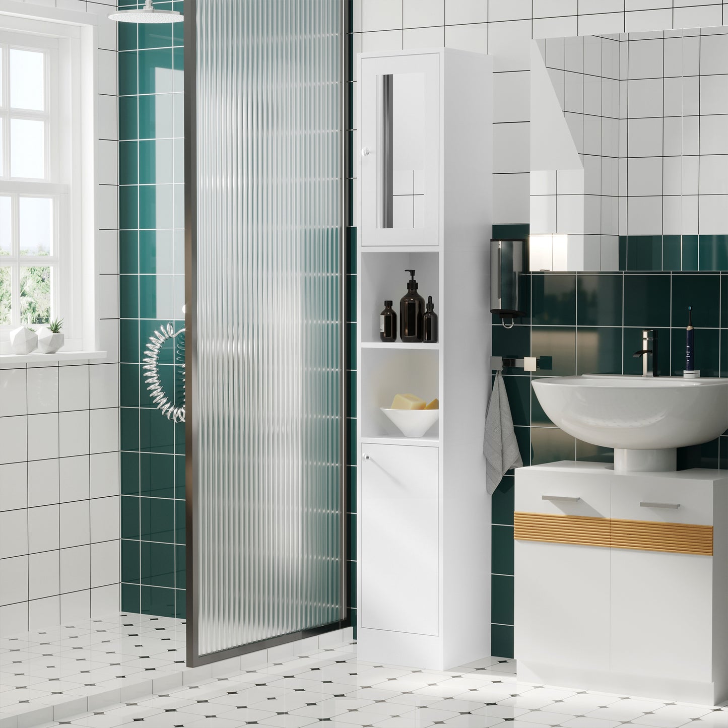 AI62 Decor White Kleankin Freestanding Bathroom Cabinet