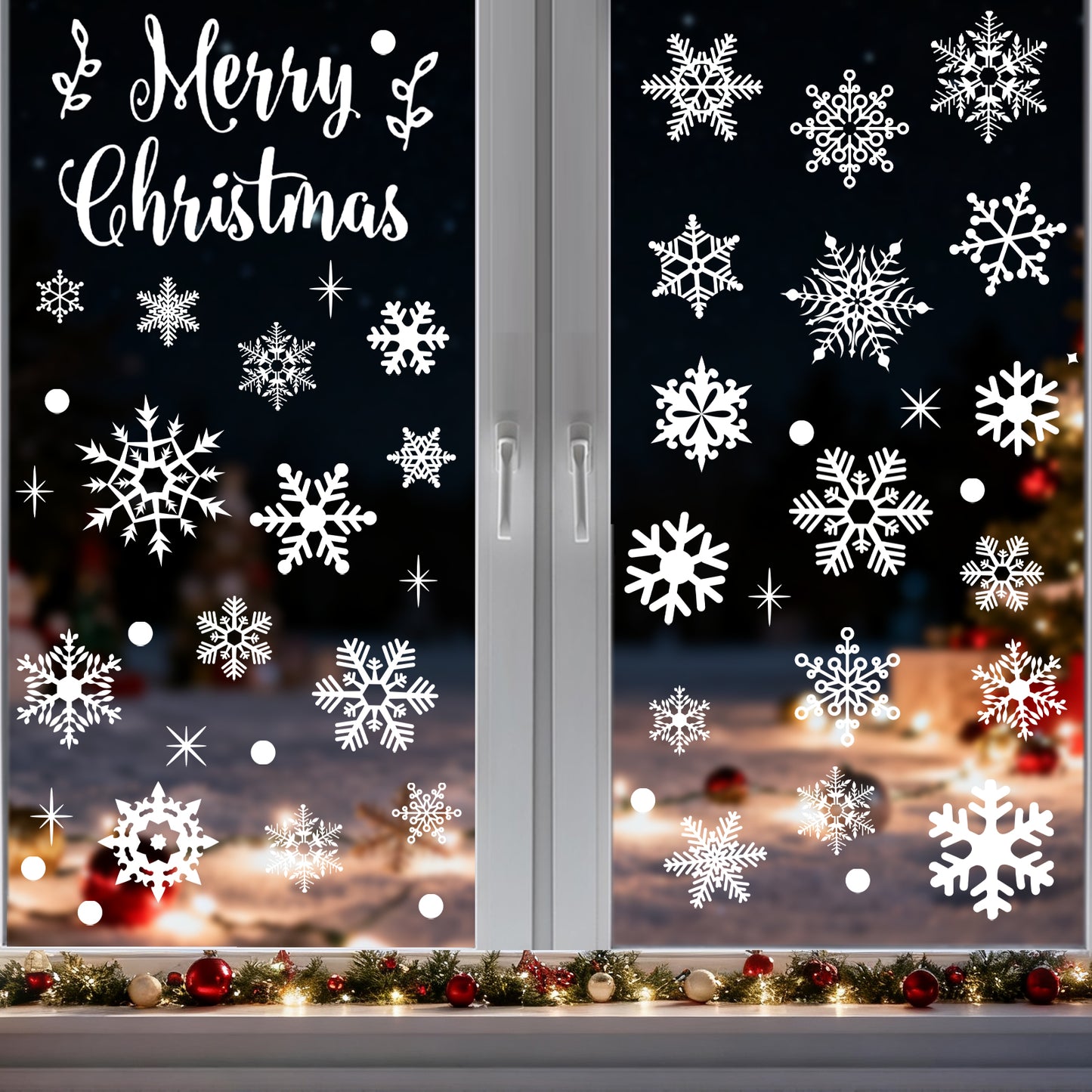 AI62 Decor 157-Piece Christmas Snowflake Window Stickers – Reusable
