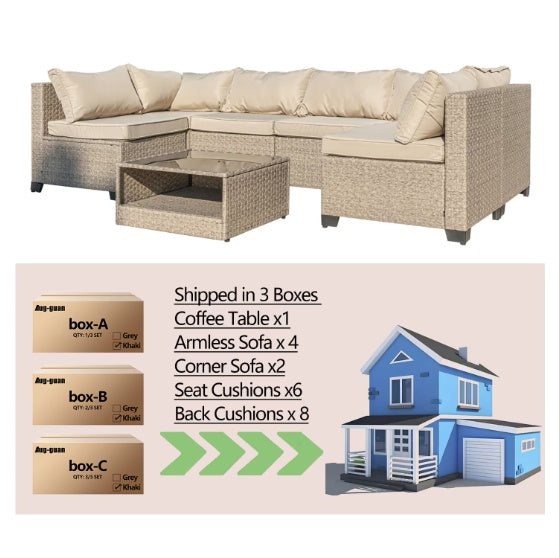 AI62 Decor 7-Piece Outdoor Patio Sofa Furniture Set