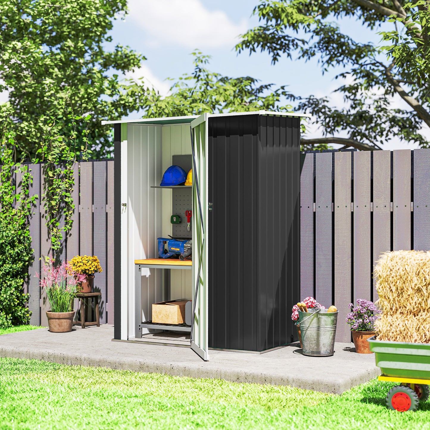 AI62 Decor Lockable Metal Shed for Tools and Equipment