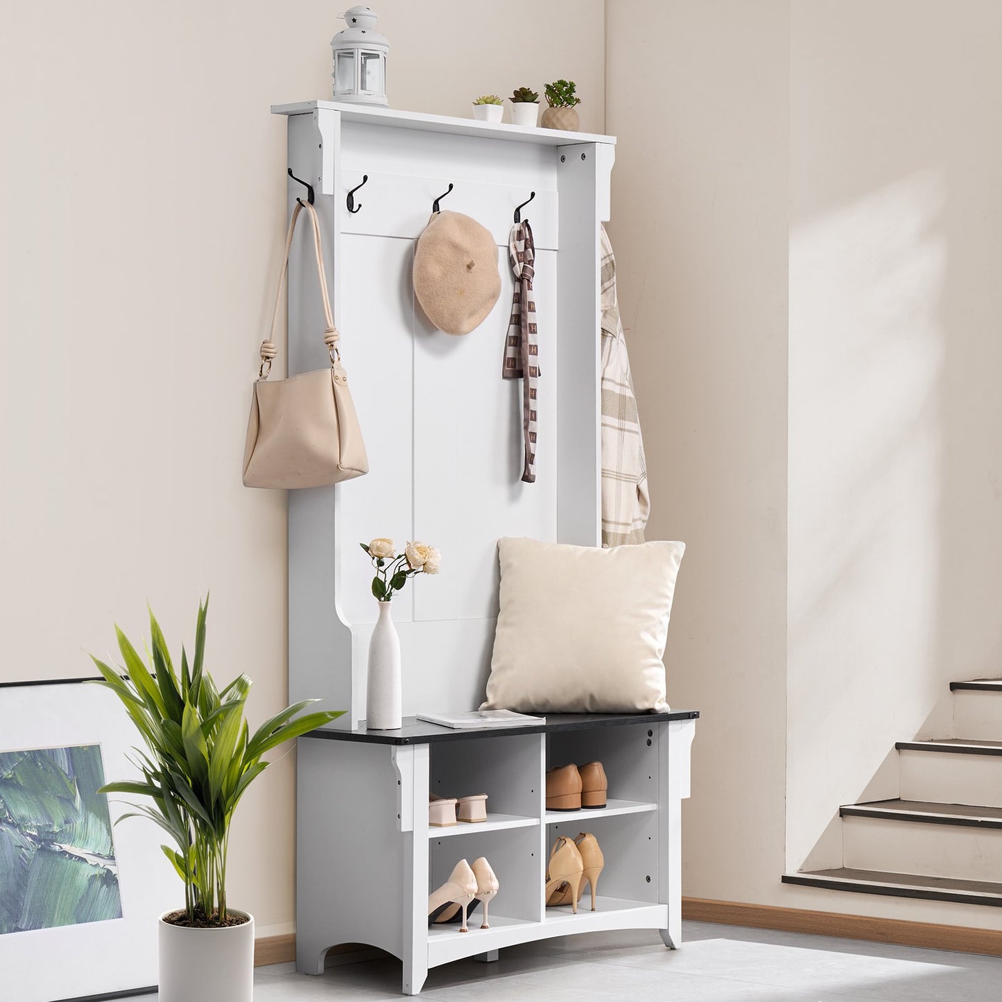 AI62 Decor Wooden Hall Tree with Bench