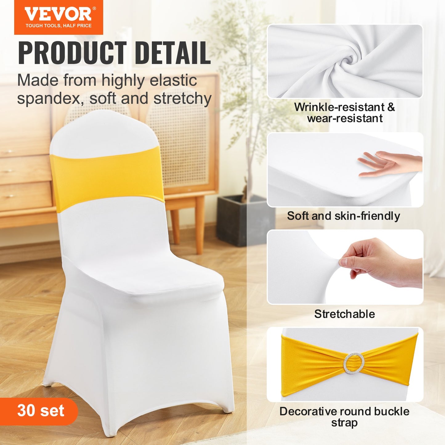 AI62 Decor Universal Chair Covers with Sashes