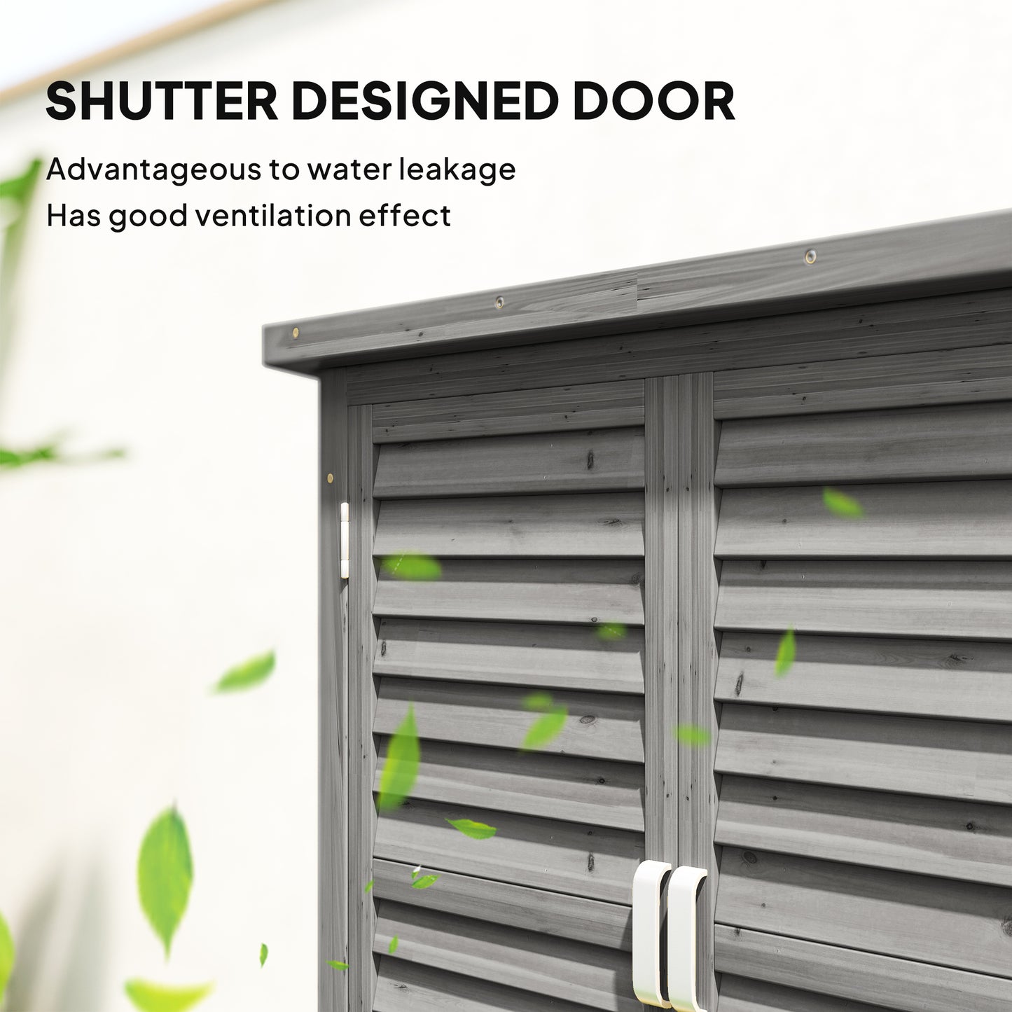 AI62 Decor Wooden Garden Shed 2-Door Storage Cabinet – Grey