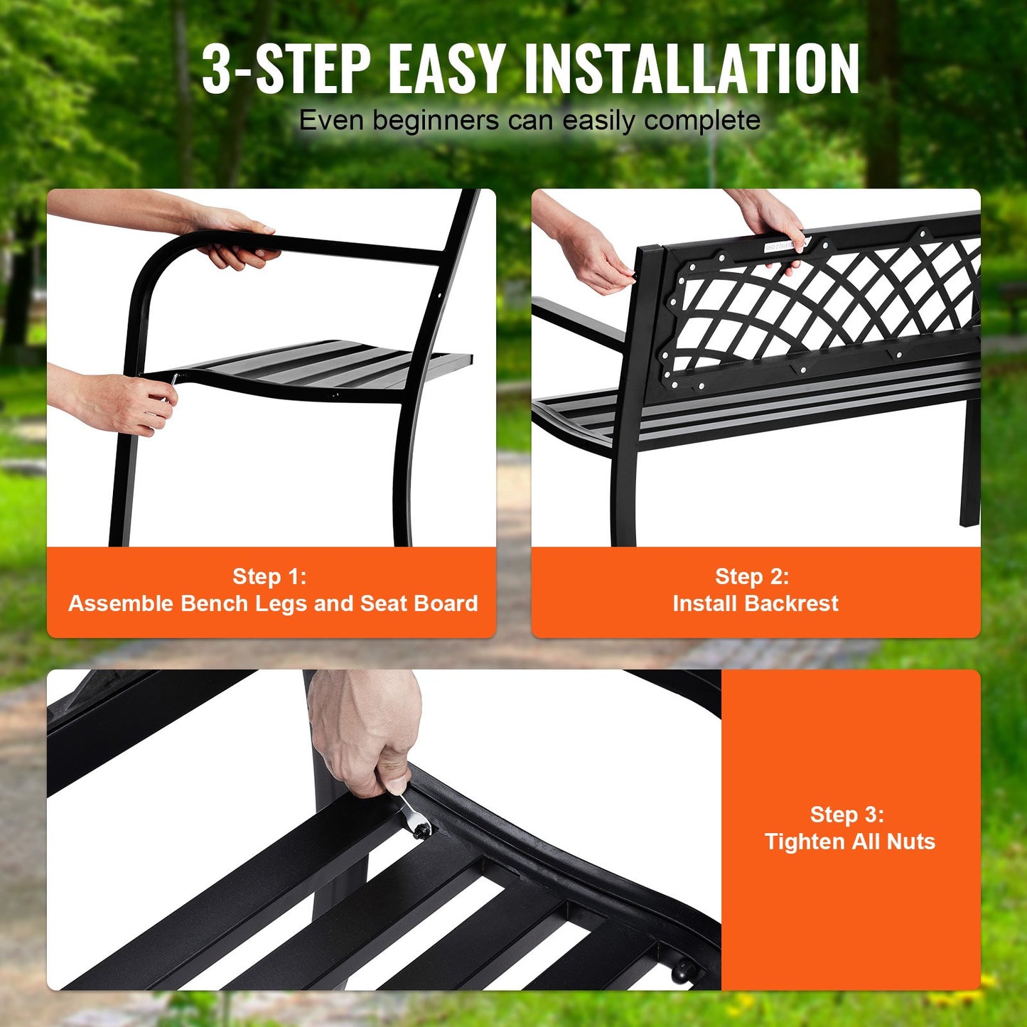 AI62 Decor 46-Inch Metal Outdoor Bench