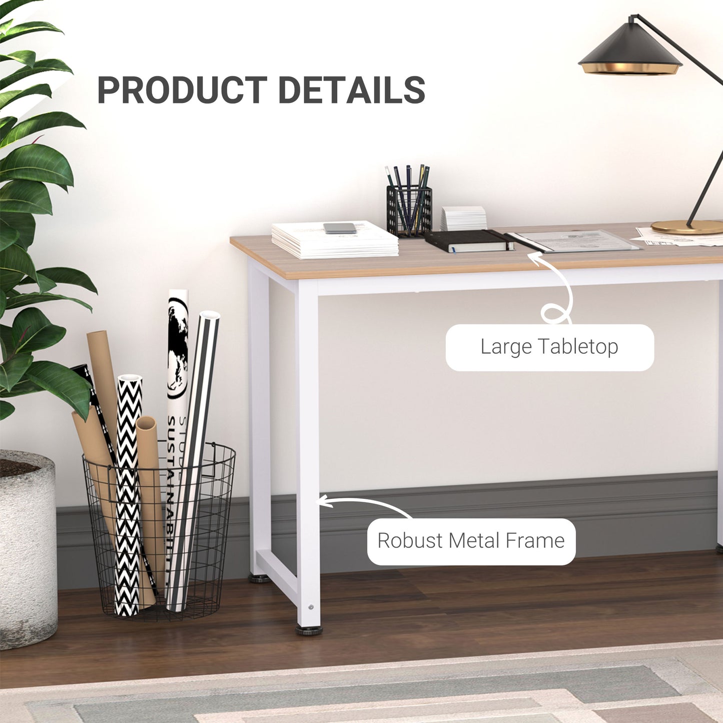 AI62 Decor 120cm Computer Desk with Metal Frame – White