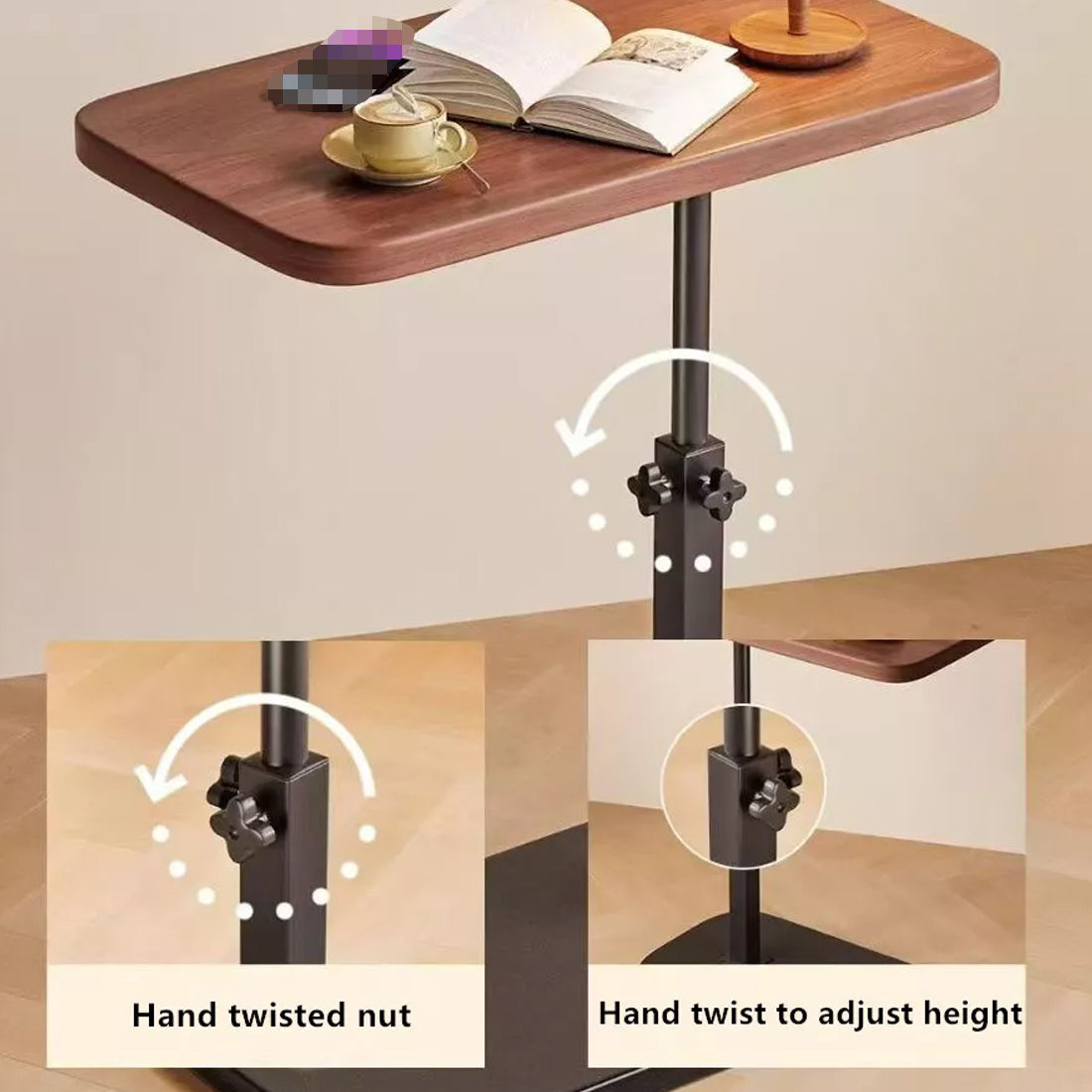 AI62 Decor Adjustable C-Shaped Side Table – Coffee & Laptop Table